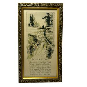 Vintage Framed "Friendship's Road" 1920s Motto Poem By James B. Downie